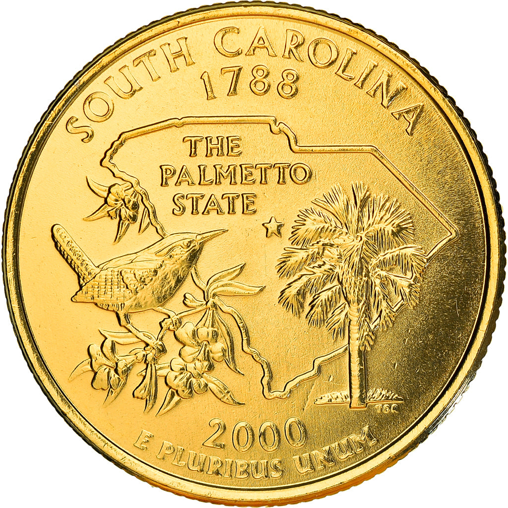 Coin, United States, South Carolina, Quarter, 2000, U.S. Mint, Denver, golden