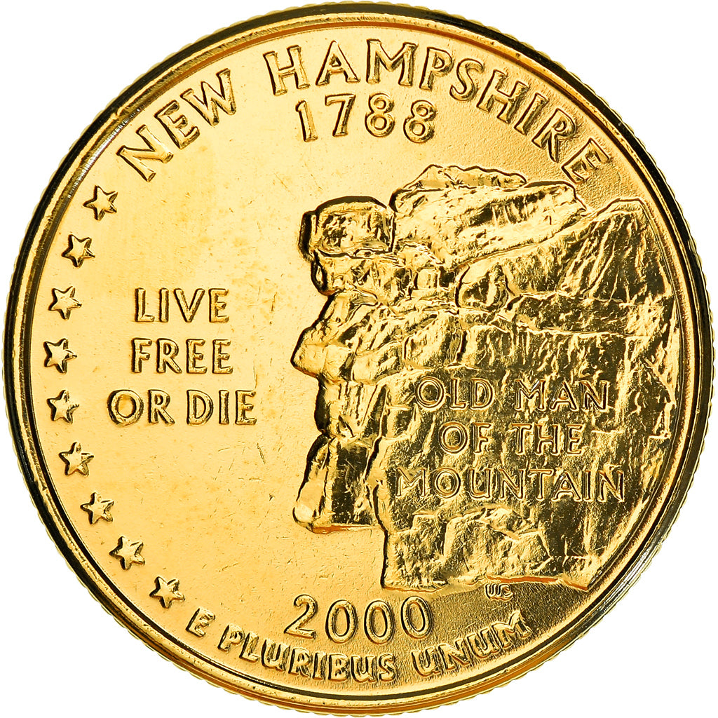 Munten, Verenigde Staten, New Hampshire, Quarter, 2000, golden, PR+