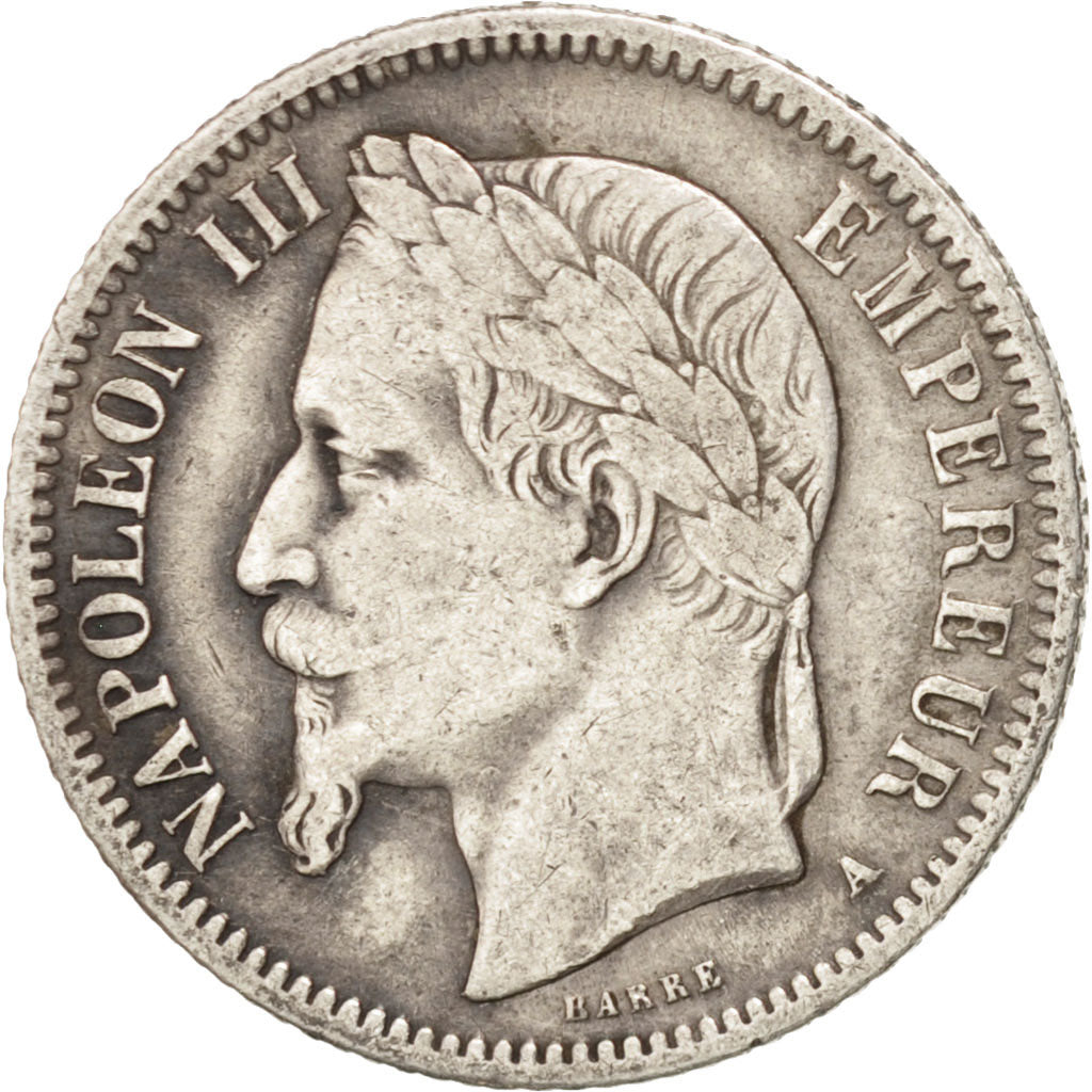 FRANCE, Napoléon III, Franc, 1866, Paris, KM #806.1, VF(30-35), Silver, Gadoury
