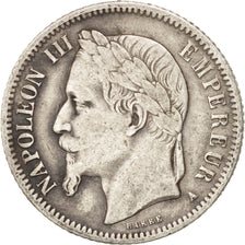 FRANCE, Napoléon III, Franc, 1866, Paris, KM #806.1, VF(30-35), Silver, Gadoury