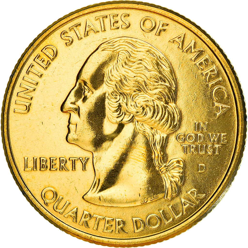 Moneta, Stati Uniti, Indiana, Quarter, 2002, U.S. Mint, SPL, Gold plated