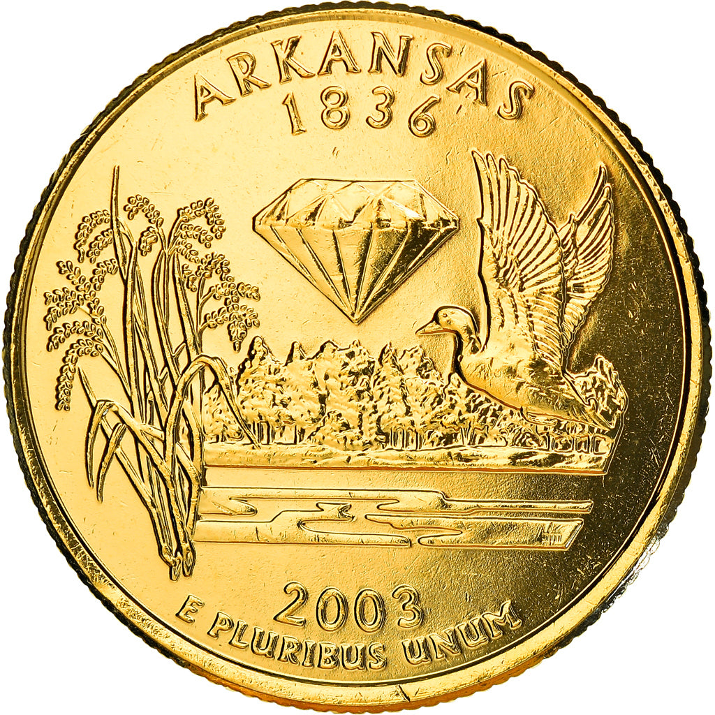 Moneta, Stati Uniti, Arkansas, Quarter, 2003, golden, SPL, Rame-nichel