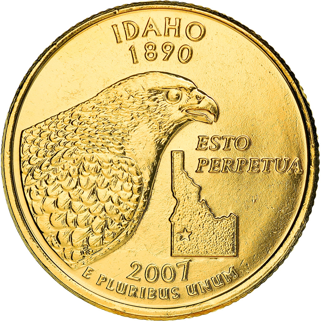 Moneta, USA, Idaho, Quarter, 2007, golden, MS(63), Miedź-Nikiel