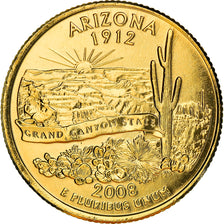 Moneta, Stati Uniti, Arizona, Quarter, 2008, U.S. Mint, SPL, Gold plated