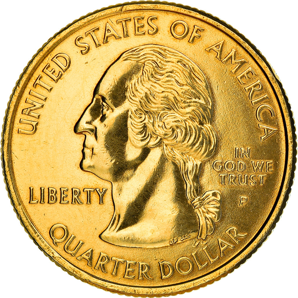 Coin, United States, Kansas, Quarter, 2005, U.S. Mint, Philadelphia, golden