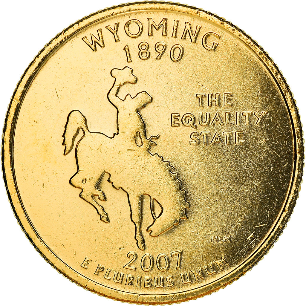 Moneda, Estados Unidos, Wyoming, Quarter, 2007, golden, EBC+, Cobre - níquel