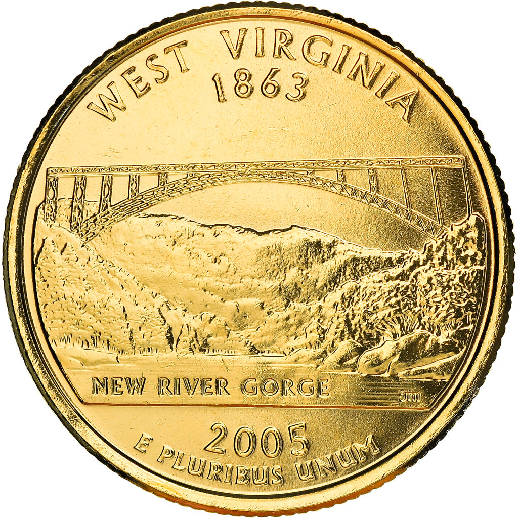 Münze, Vereinigte Staaten, West Virginia, Quarter, 2005, golden, VZ+