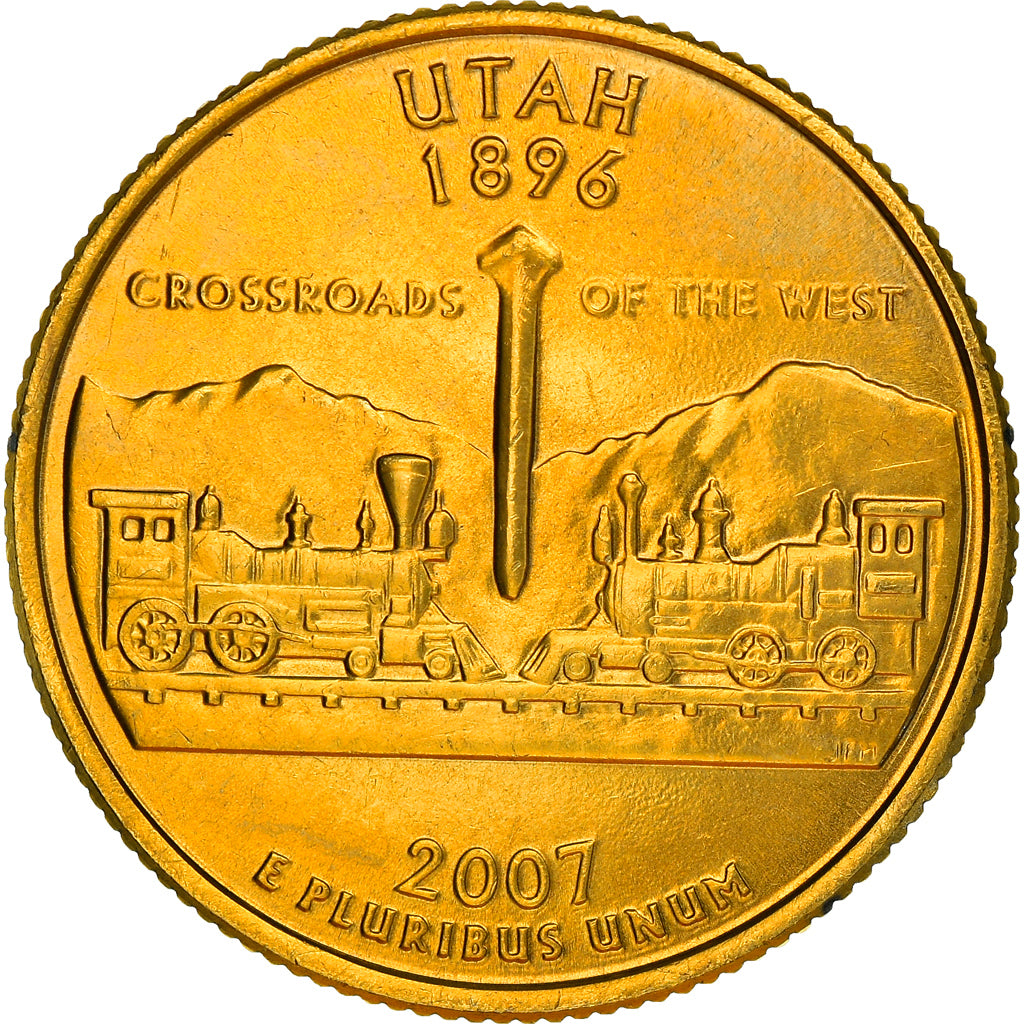 Coin, United States, Utah, Quarter, 2007, U.S. Mint, Denver, golden, MS(60-62)