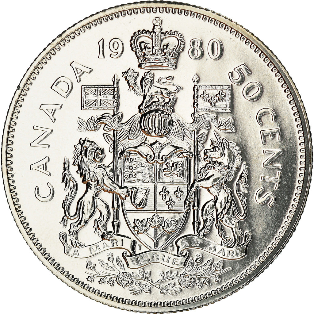 Coin, Canada, Elizabeth II, 50 Cents, 1980, Royal Canadian Mint, Ottawa