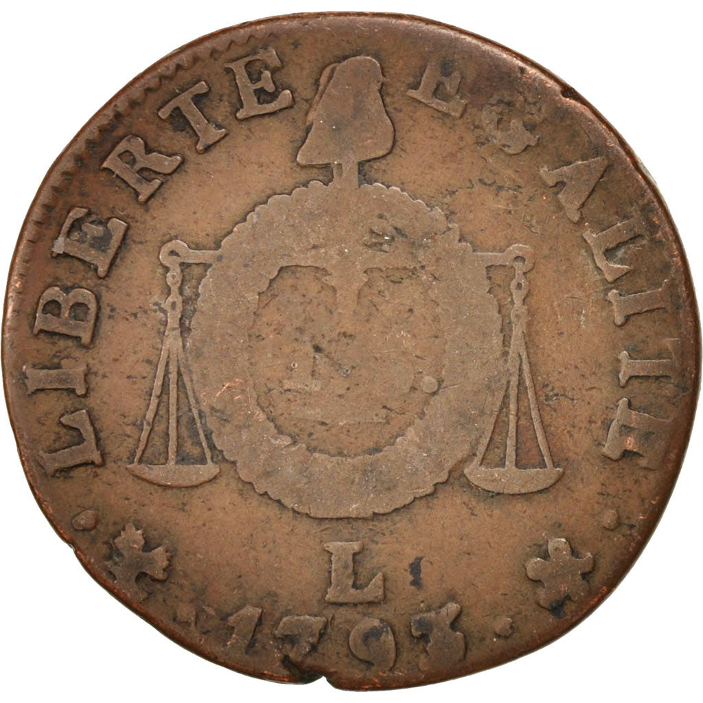 FRANCE, Sol aux balances françoise, Sol, 1793, Bayonne, KM #619.8, F(12-15), B..