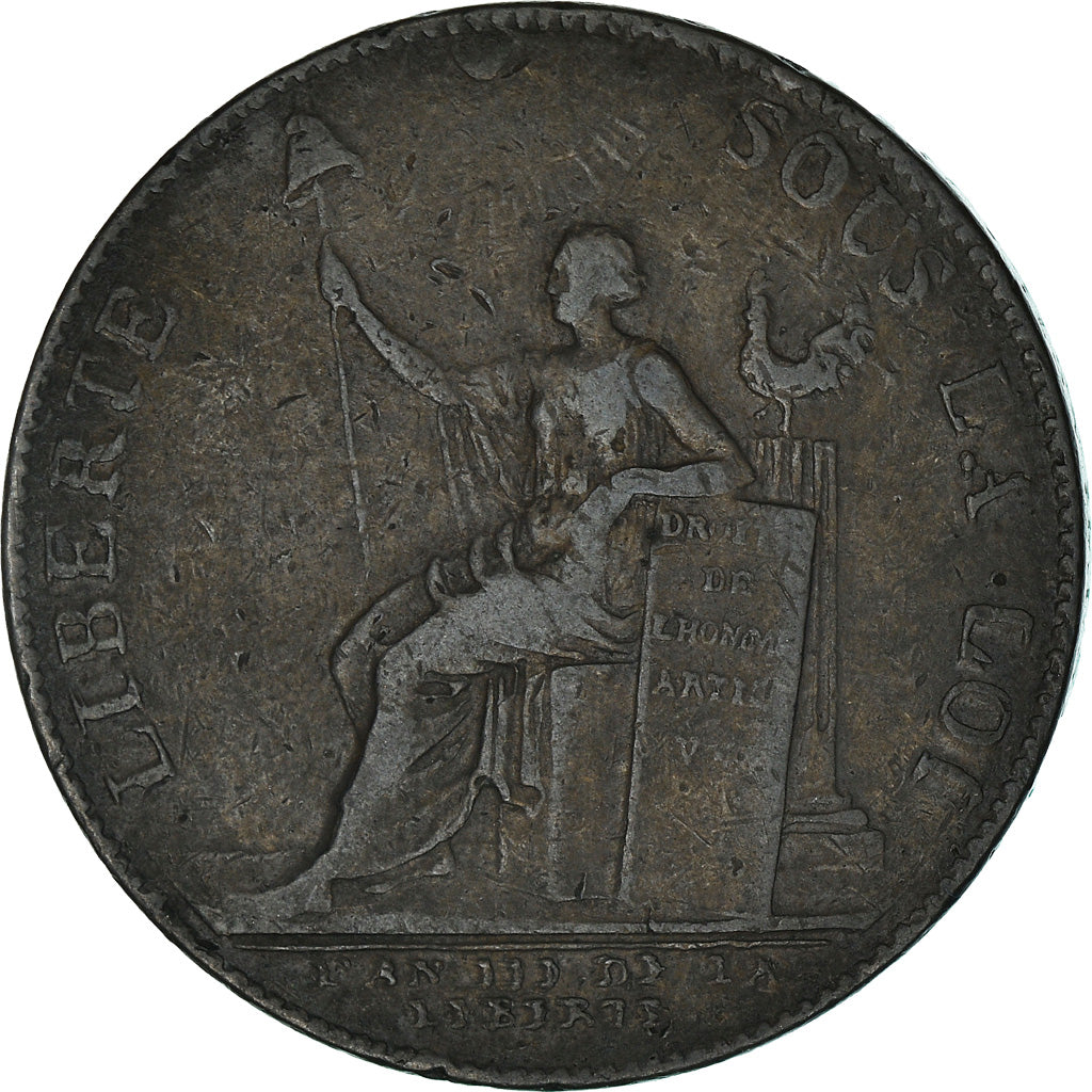 Coin, France, 2 Sols, 1791, VF(30-35), Bronze, KM:Tn23, Brandon:217