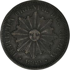 Münze, Uruguay, 4 Centesimos, 1869, Uruguay Mint, Birmingham, SS, Bronze, KM:13