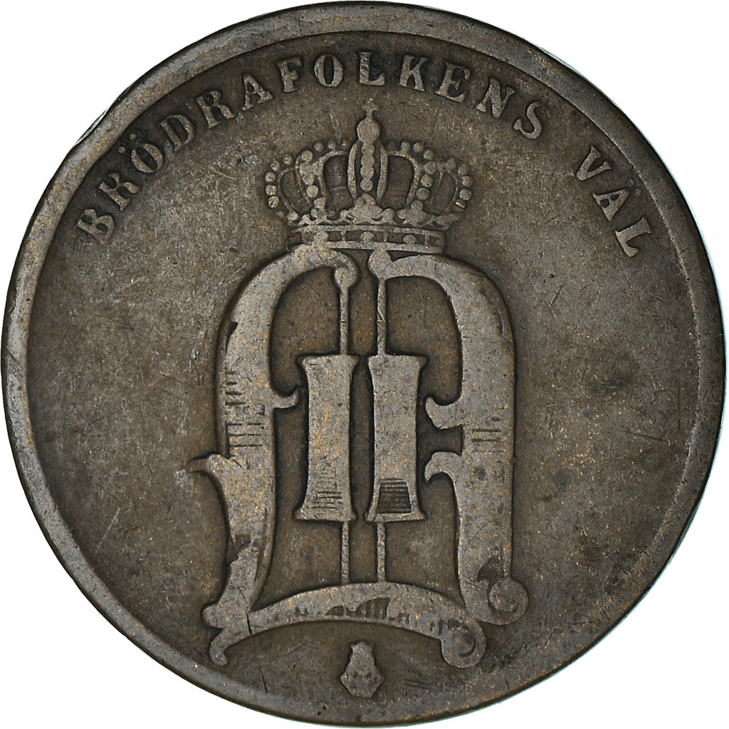 Coin, Sweden, Oscar II, 2 Öre, 1875, VF(30-35), Bronze, KM:735