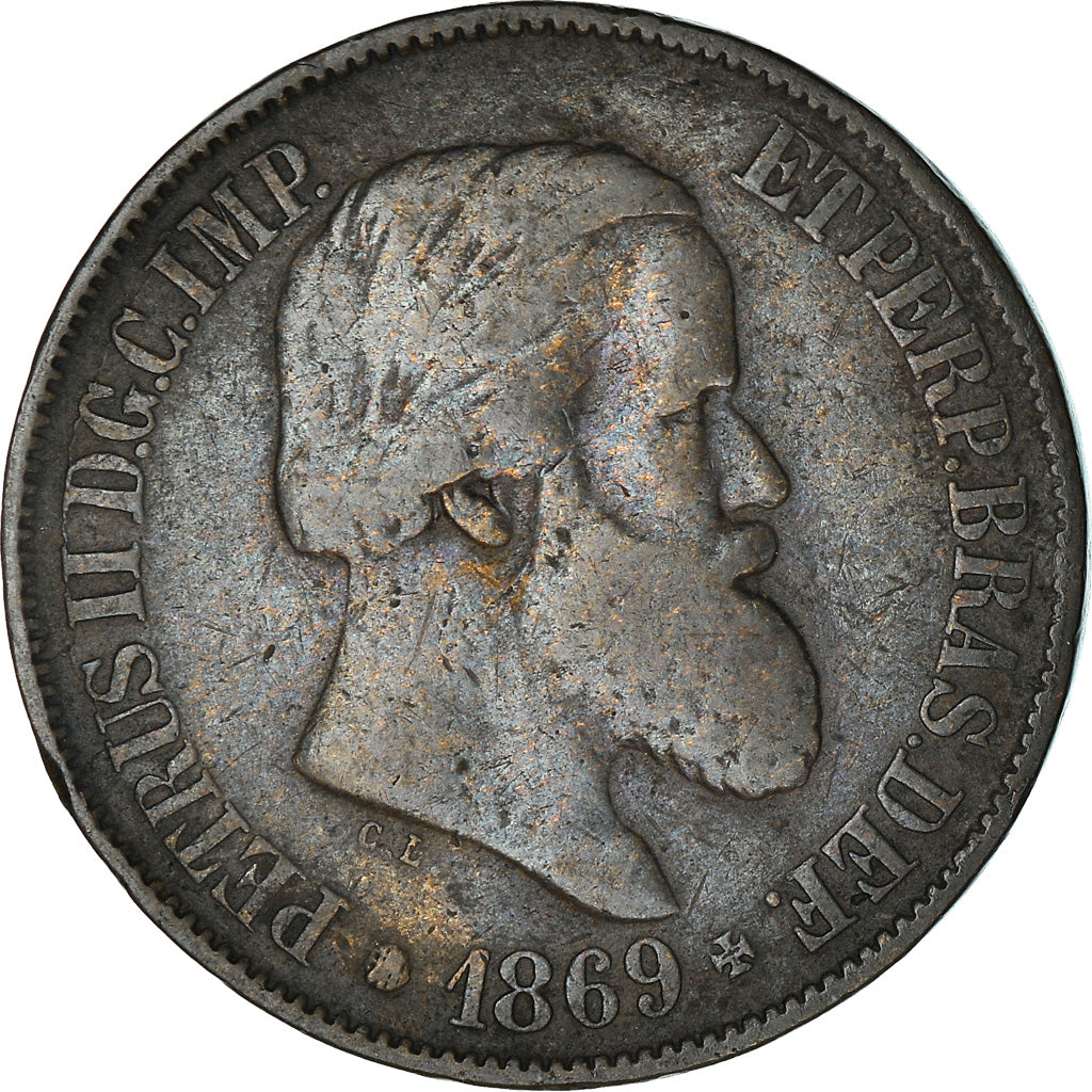 Münze, Brasilien, Pedro II, 20 Reis, 1869, S+, Bronze, KM:474