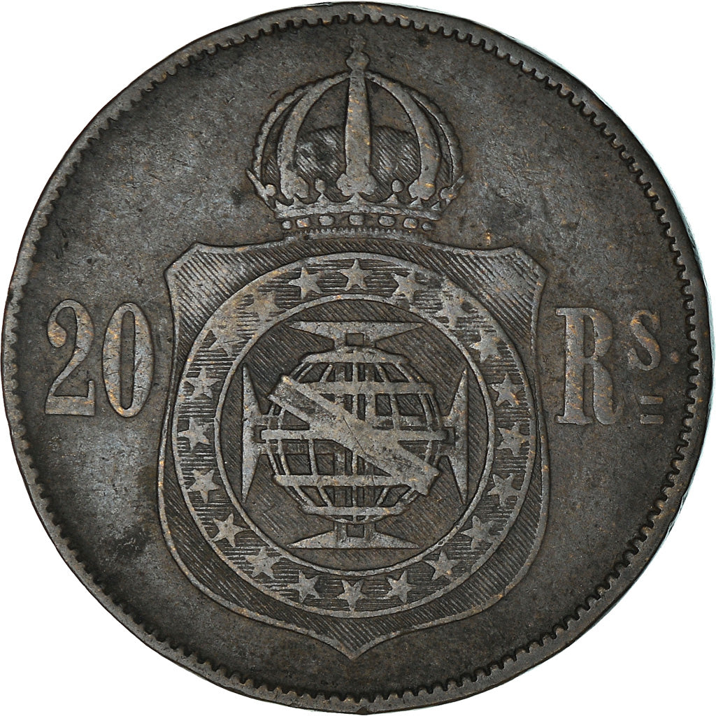 Münze, Brasilien, Pedro II, 20 Reis, 1869, S+, Bronze, KM:474
