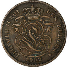 Moneta, Belgio, Leopold II, 2 Centimes, 1902, BB+, Rame, KM:35.1