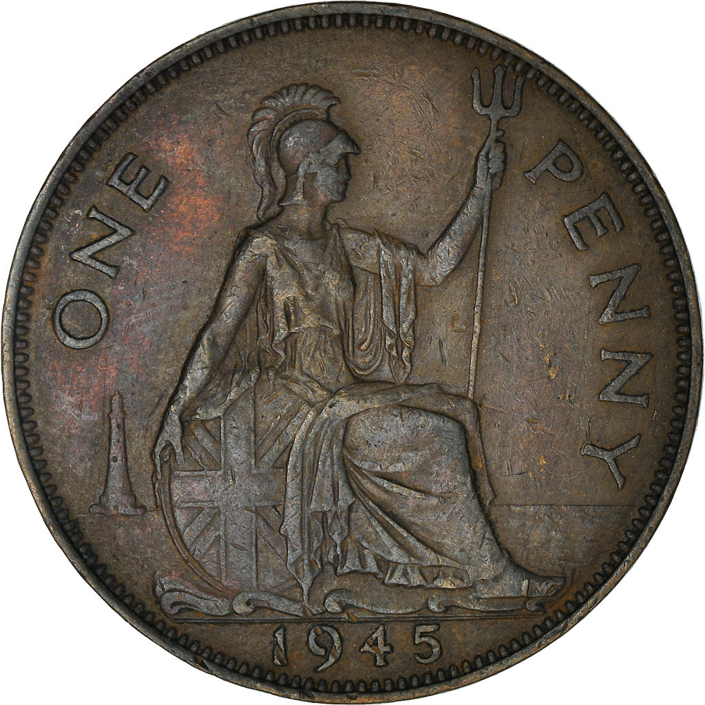 Münze, Großbritannien, George VI, Penny, 1945, SS, Bronze, KM:845