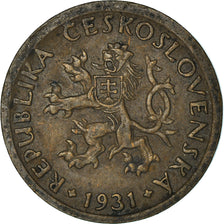 Coin, Czechoslovakia, 10 Haleru, 1931, EF(40-45), Bronze, KM:3
