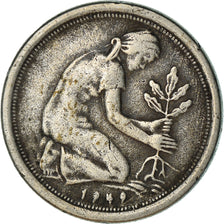 Coin, GERMANY - FEDERAL REPUBLIC, 50 Pfennig, 1949, Karlsruhe, VF(30-35)