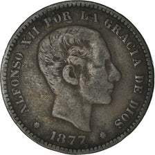 Coin, Spain, Alfonso XII, 5 Centimos, 1877, Madrid, EF(40-45), Bronze, KM:674