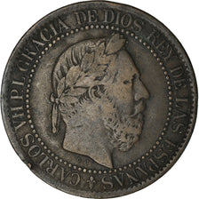 Moneta, Spagna, Charles VII, 10 Centimos, 1875, Brussels, MB, Rame, KM:670