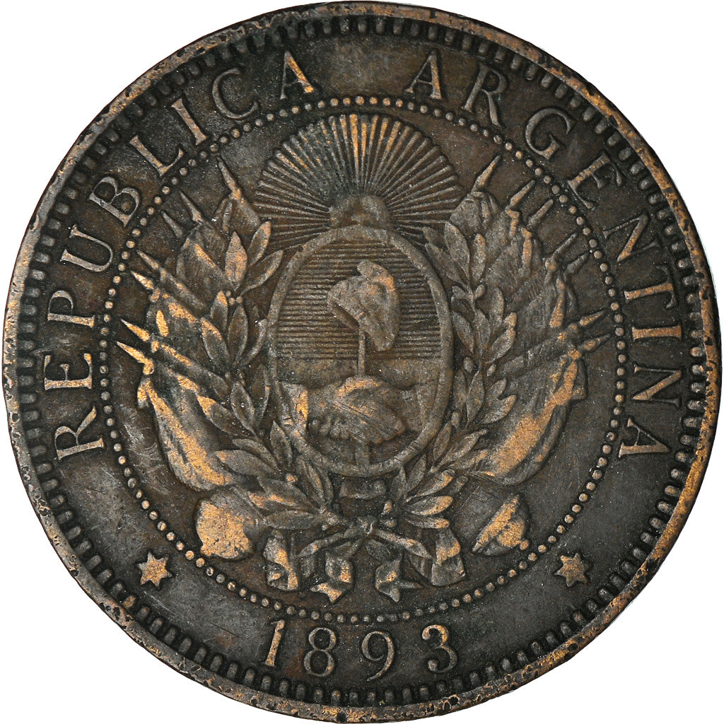 Moeda, Argentina, 2 Centavos, 1893, VF(30-35), Bronze, KM:33