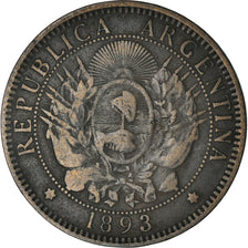 Coin, Argentina, 2 Centavos, 1893, VF(20-25), Bronze, KM:33