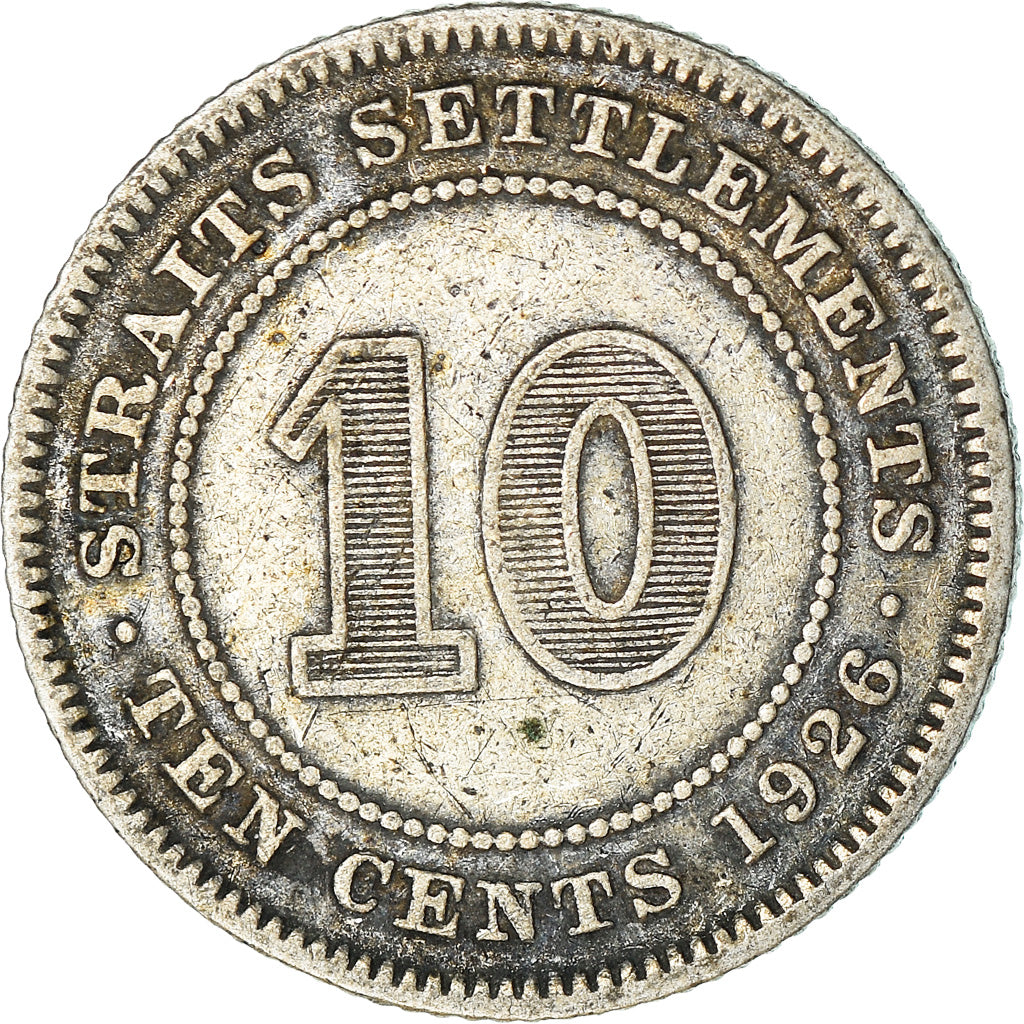 Coin, Straits Settlements, George V, 10 Cents, 1926, VF(20-25), Silver, KM:29b