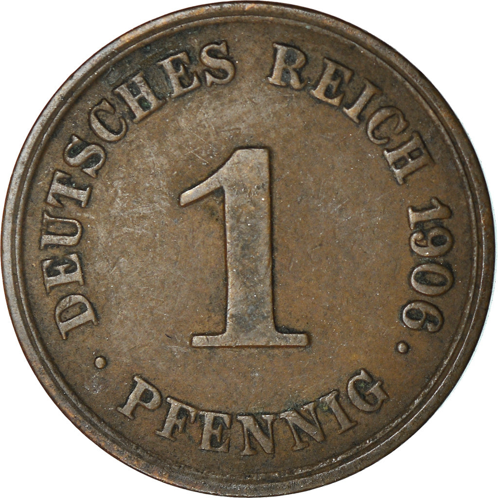 Moneta, GERMANIA - IMPERO, Wilhelm II, Pfennig, 1906, Karlsruhe, MB+, Rame