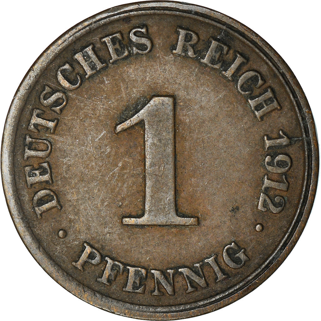 Coin, GERMANY - EMPIRE, Wilhelm II, Pfennig, 1912, Munich, VF(30-35), Copper