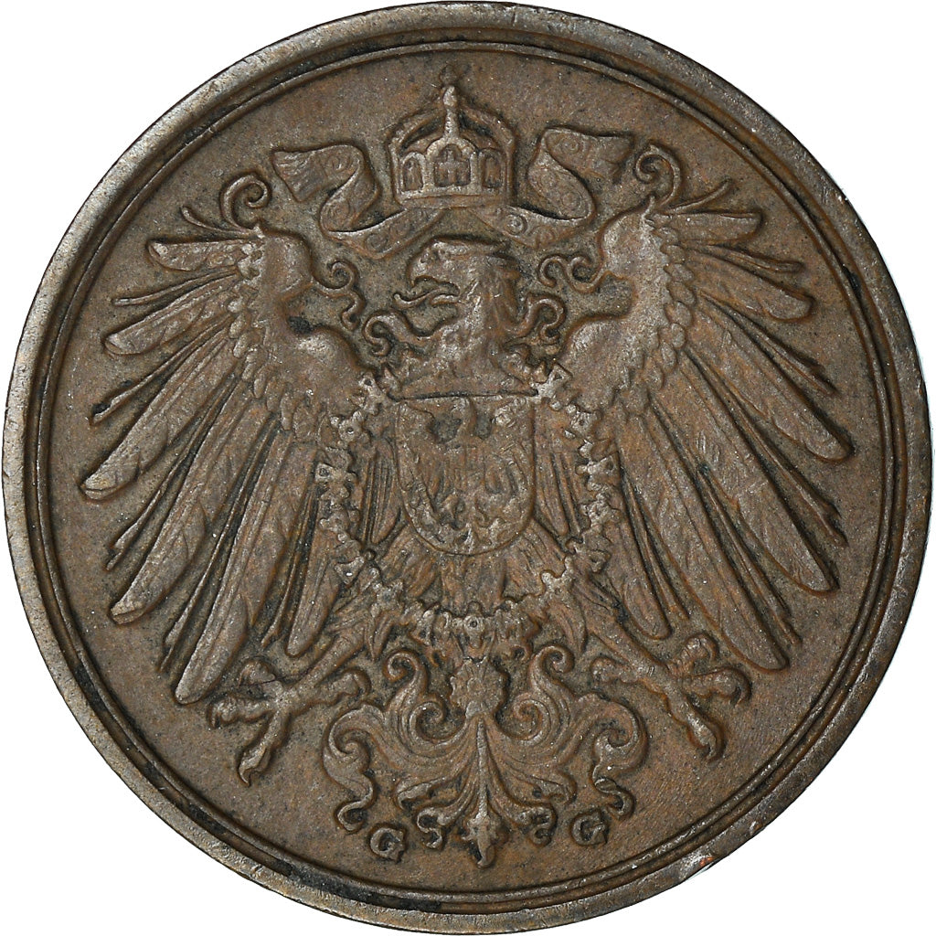 Coin, GERMANY - EMPIRE, Wilhelm II, Pfennig, 1913, Karlsruhe, EF(40-45), Copper