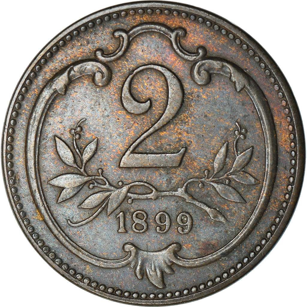 Moneta, Austria, Franz Joseph I, 2 Heller, 1899, EF(40-45), Bronze, KM:2801
