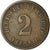Moneda, ALEMANIA - IMPERIO, Wilhelm II, 2 Pfennig, 1911, Karlsruhe, MBC, Cobre