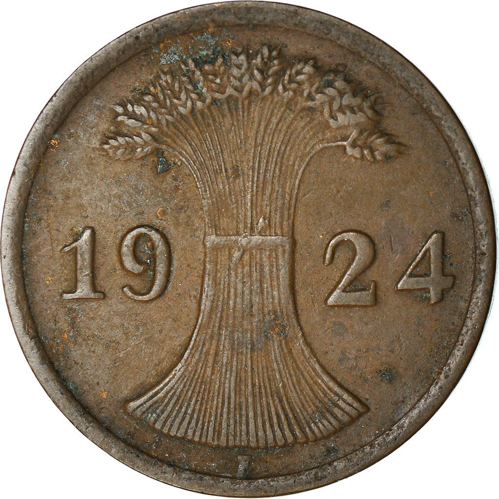 Coin, GERMANY, WEIMAR REPUBLIC, 2 Rentenpfennig, 1924, Stuttgart, VF(30-35)
