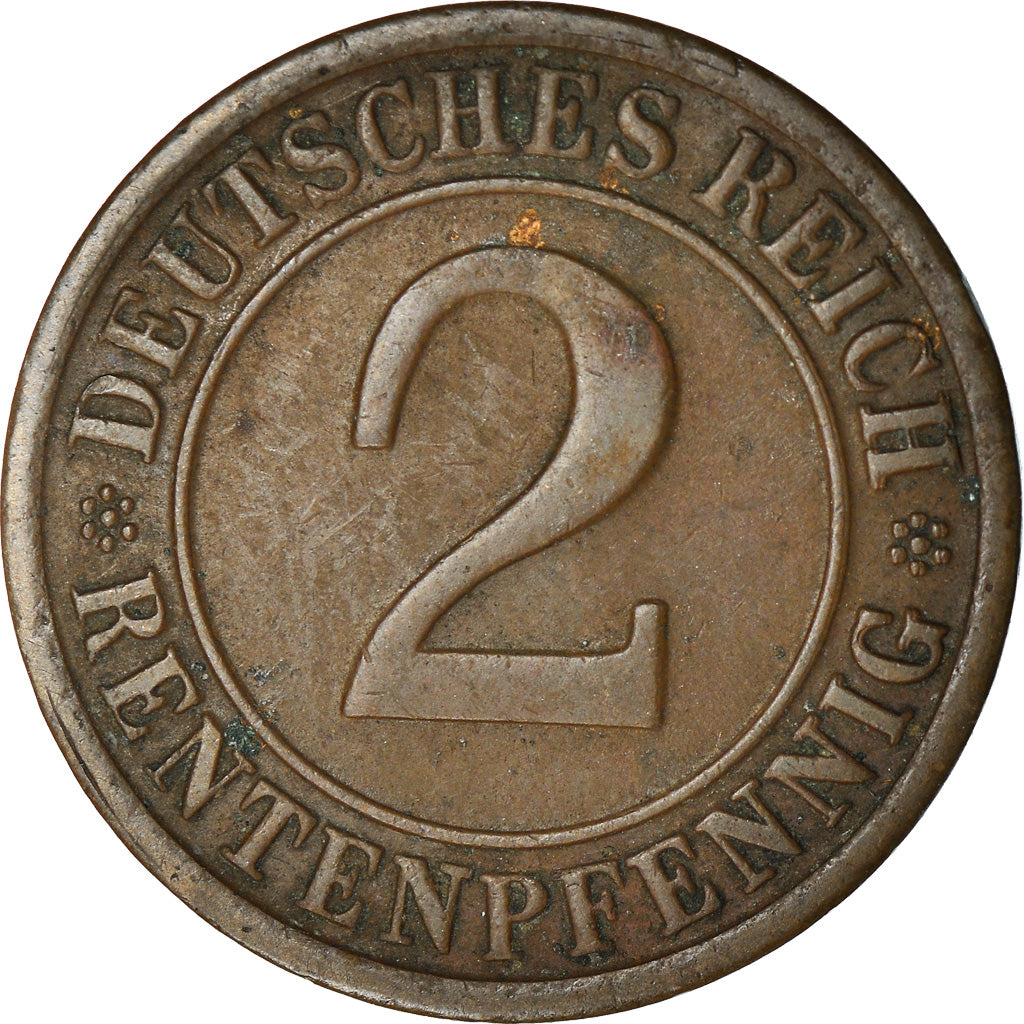 Coin, GERMANY, WEIMAR REPUBLIC, 2 Rentenpfennig, 1924, Stuttgart, VF(30-35)