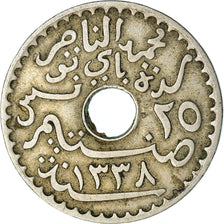 Münze, Tunesien, Muhammad al-Nasir Bey, 25 Centimes, 1920, Paris, S+