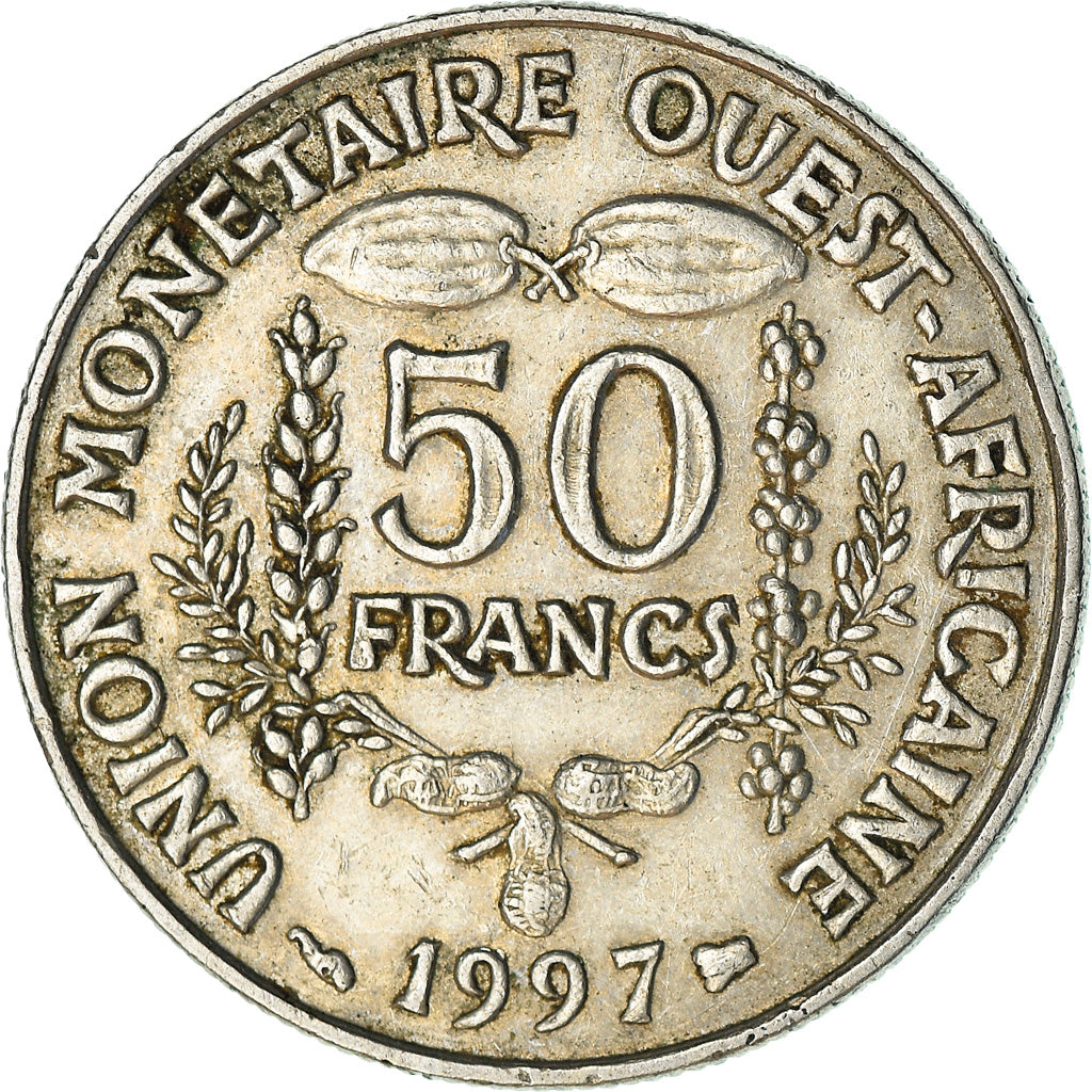 Münze, West African States, 50 Francs, 1997, SS, Copper-nickel, KM:6