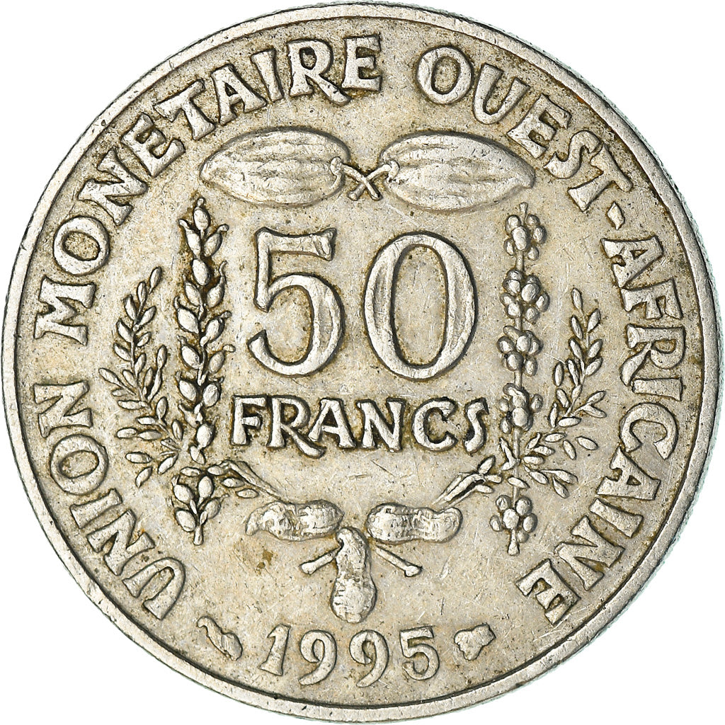 Münze, West African States, 50 Francs, 1995, SS, Copper-nickel, KM:6