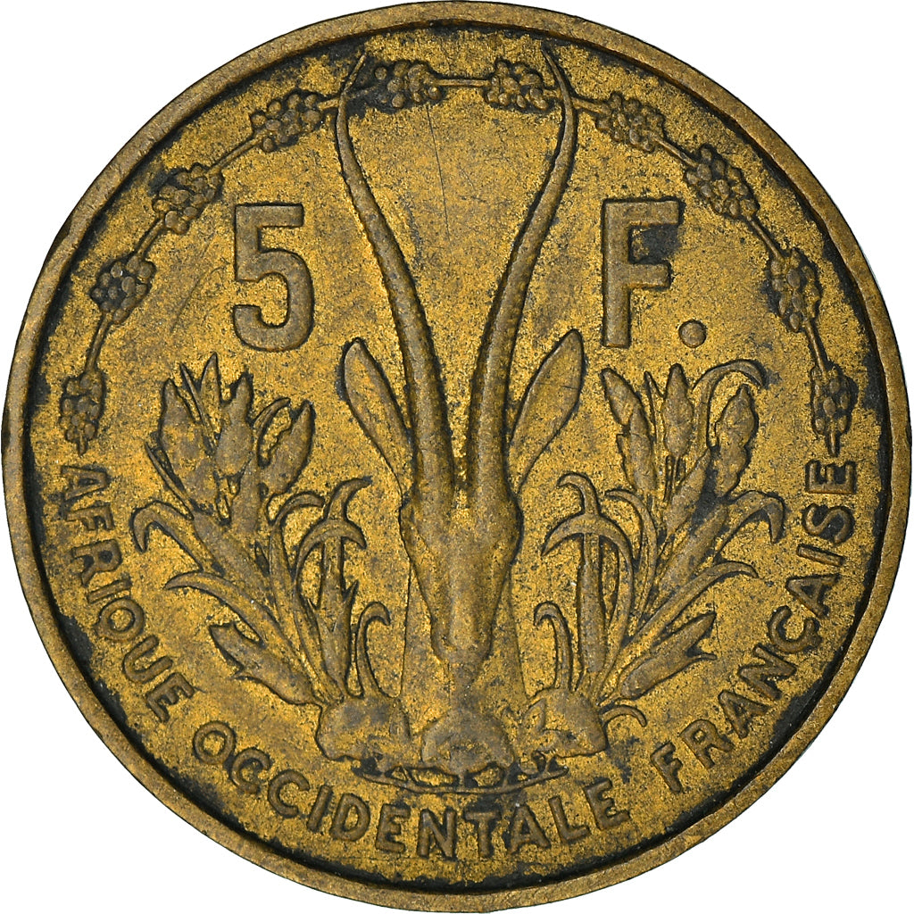 Münze, French West Africa, 5 Francs, 1956, S+, Aluminum-Bronze, KM:5