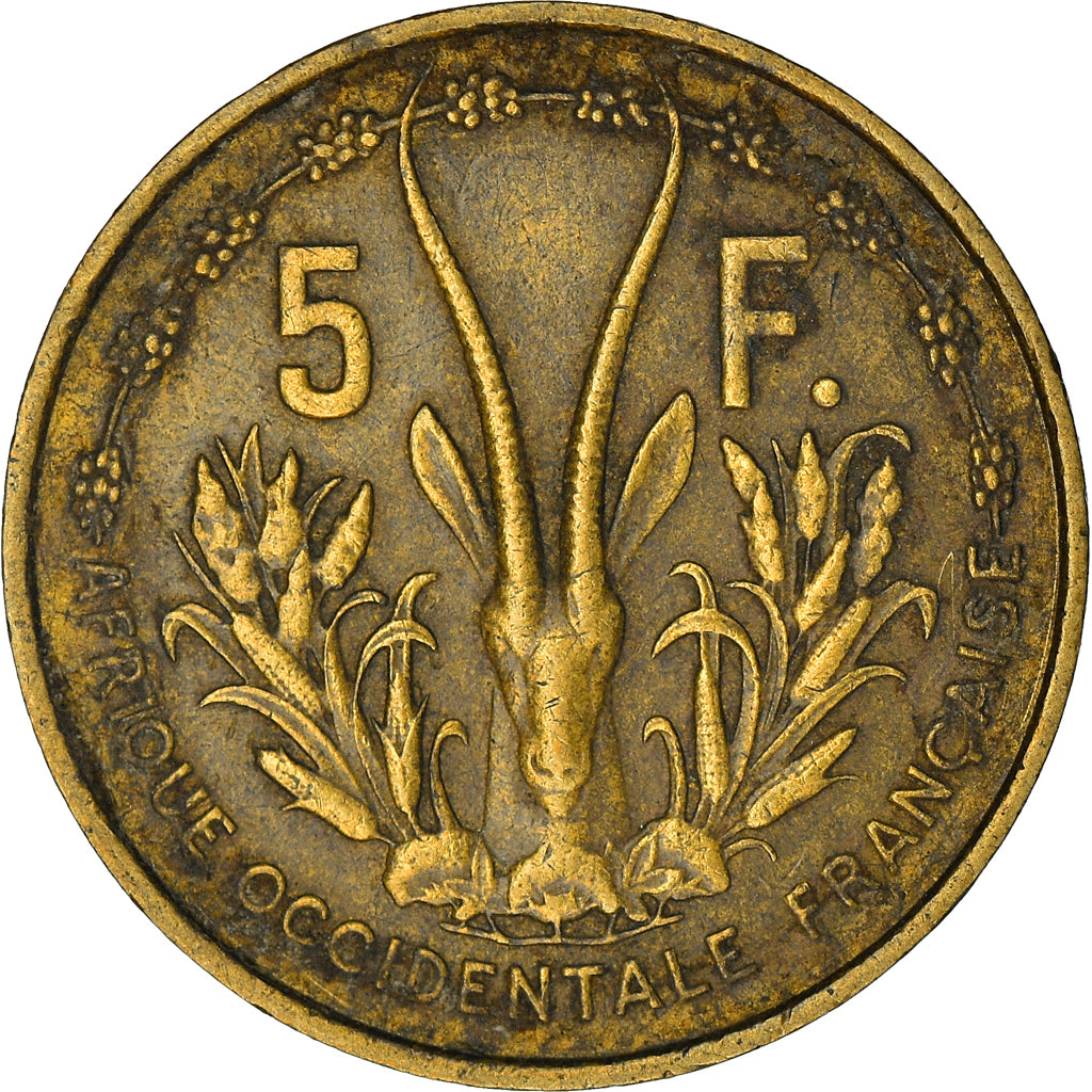 Moneta, Africa occidentale francese, 5 Francs, 1956, BB, Alluminio-bronzo, KM:5