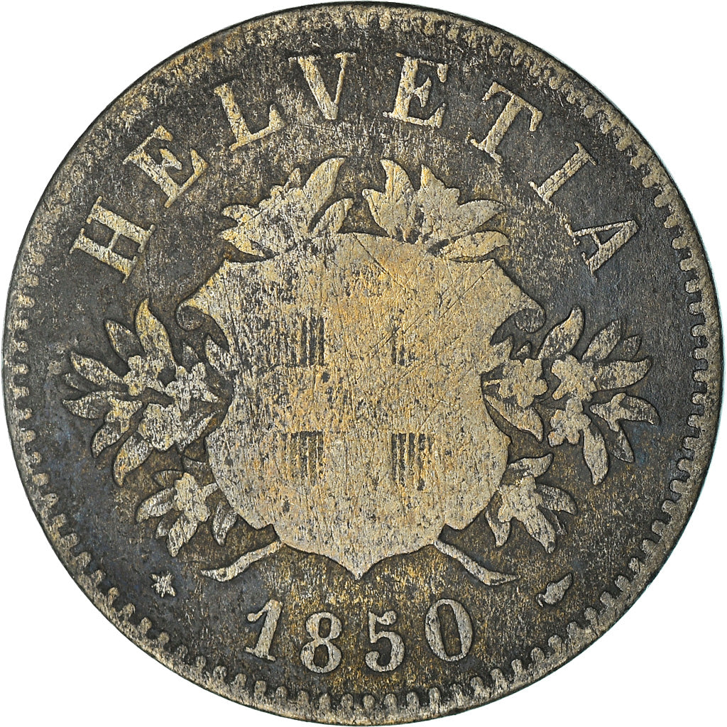 Münze, Schweiz, 20 Rappen, 1850, Strasbourg, S, Billon, KM:7