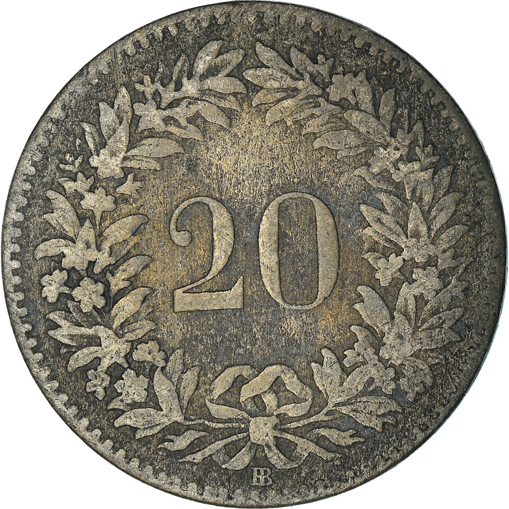 Münze, Schweiz, 20 Rappen, 1850, Strasbourg, S, Billon, KM:7