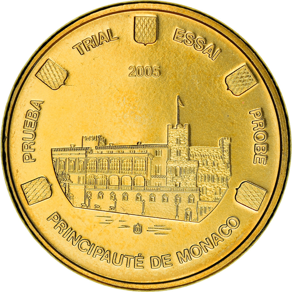 Monaco, 10 Euro Cent, 2005, unofficial private coin, MS(64), Brass