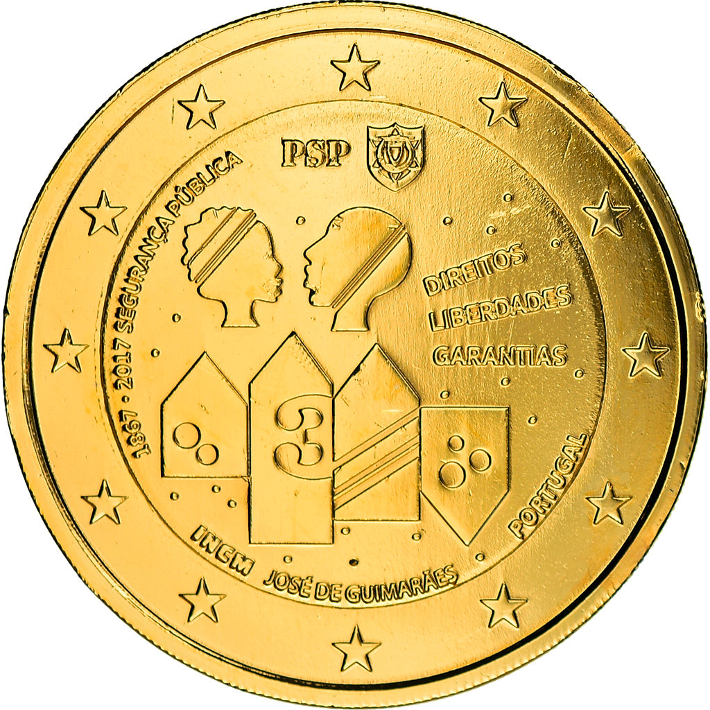 Portogallo, 2 Euro, Police de sécurité publique, 2017, gold-plated coin, SPL