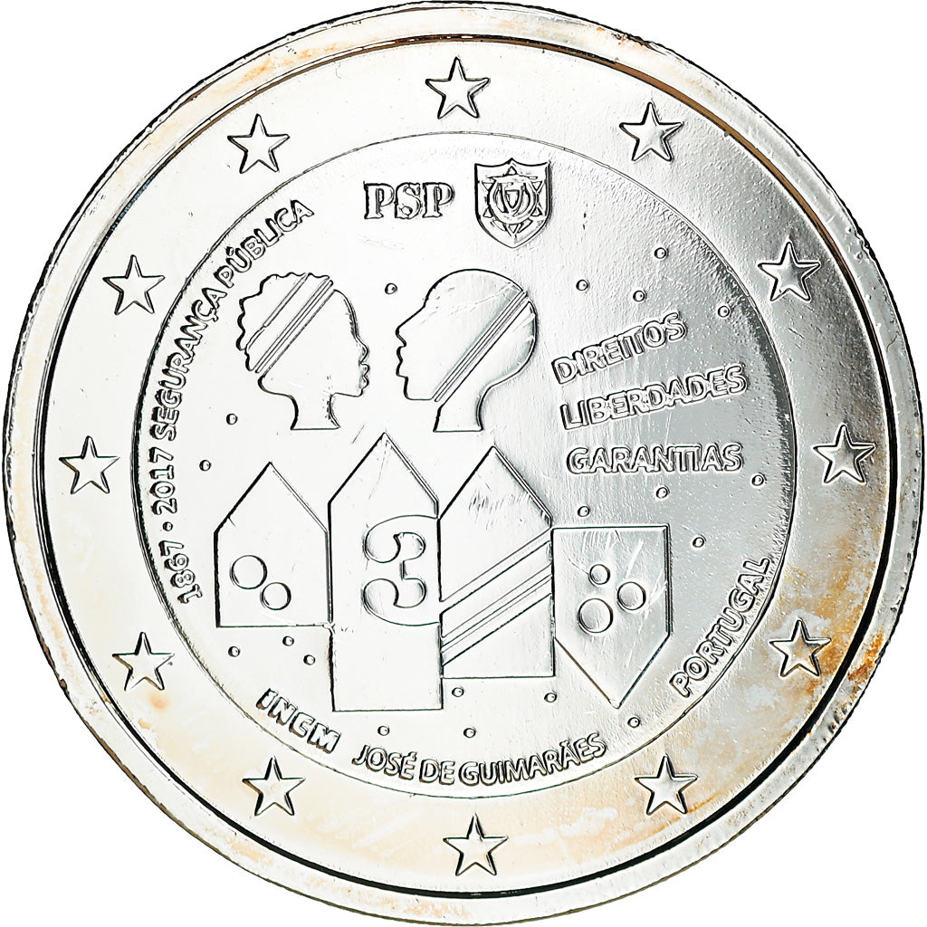 Portugal, 2 Euro, Police de sécurité publique, 2017, Silver-plated, MS(63)