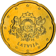 Latvia, 20 Euro Cent, 2014, Stuttgart, MS(60-62), Brass, KM:154