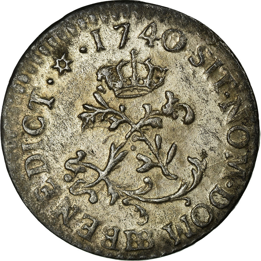 Moneda, Francia, Louis XV, Sol ou « sou » en billon, Sol, 1740, Strasbourg