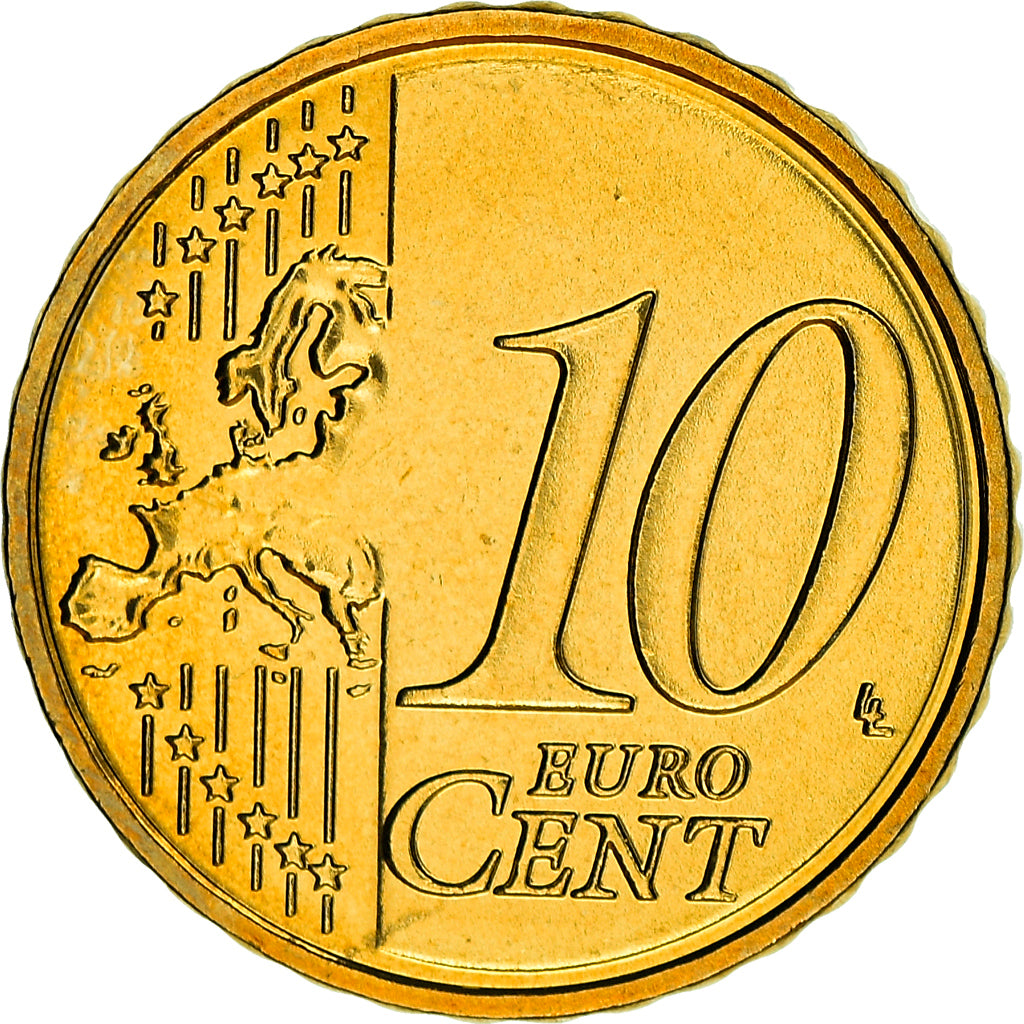 Letonia, 10 Euro Cent, 2014, Stuttgart, EBC+, Latón, KM:153