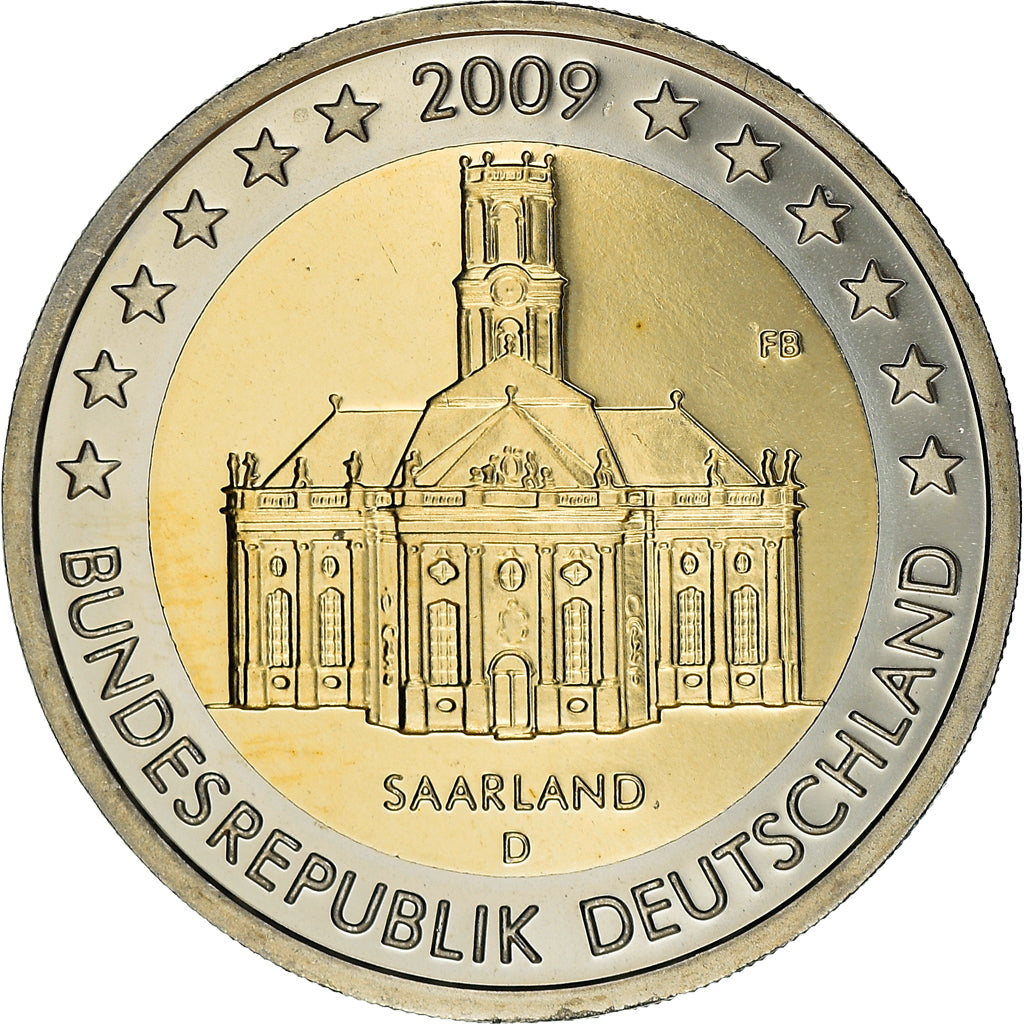Federale Duitse Republiek, 2 Euro, Saarland, 2009, Munich, UNC, Bi-Metallic