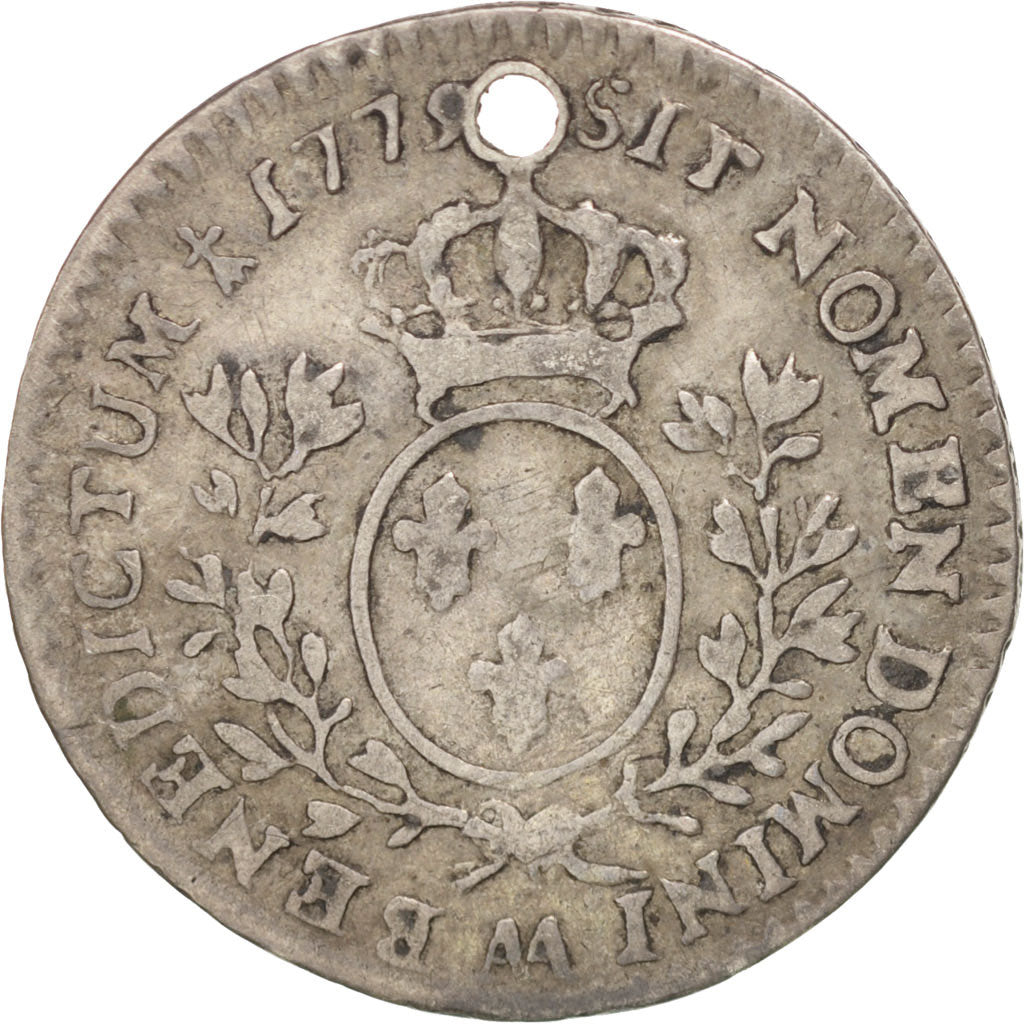 FRANCE, 1/10 Écu, 12 Sols, 1/10 ECU, 1779, Metz, KM #568.2, VF(30-35), Silver, .
